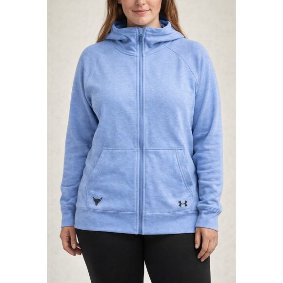 Under Armour Tops - Under Armour Women's Full Zip Loose Scuba Neck Hoodie Light Blue Size M